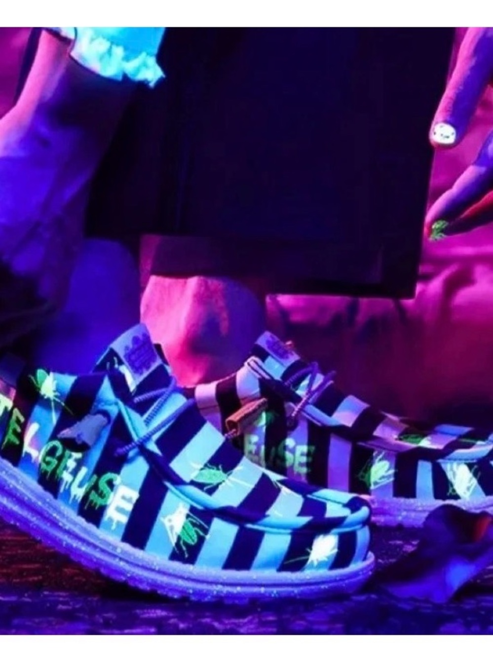 Hey Dude Beetlejuice mens shoes 11 Halloween glow in the dark costume